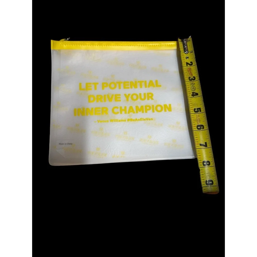Eleven Venus Williams Clear PVC Zipper Pouch •‎ Motivational Quote • 8.5x7.5 New